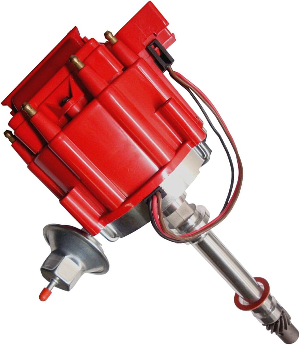 MAS HEI Distributor Red Cap and Rotor kit Compatible with Chevrolet C10 GMC SBC BBC 305 454 350 400 Racing V8 HEI Distributor w/ 65K Coil 7500RPM