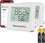 ThermoPro TP157 Thermomètre intérieur Hygromètre pour maison, thermomètre de chambre Humiditémètre avec capteur d'humidité de température précise pour salle de bébé à serre Office-1 Thermomètre de chambre avec capteur d'humidité de température précis pour G