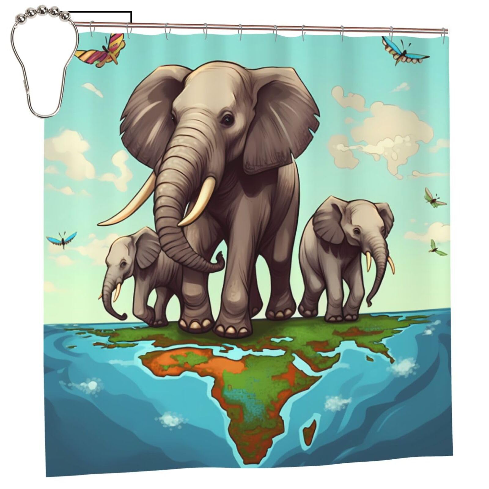 Rideau de douche 183 x 183 cm rigide lavable rideaux douche motif faune
