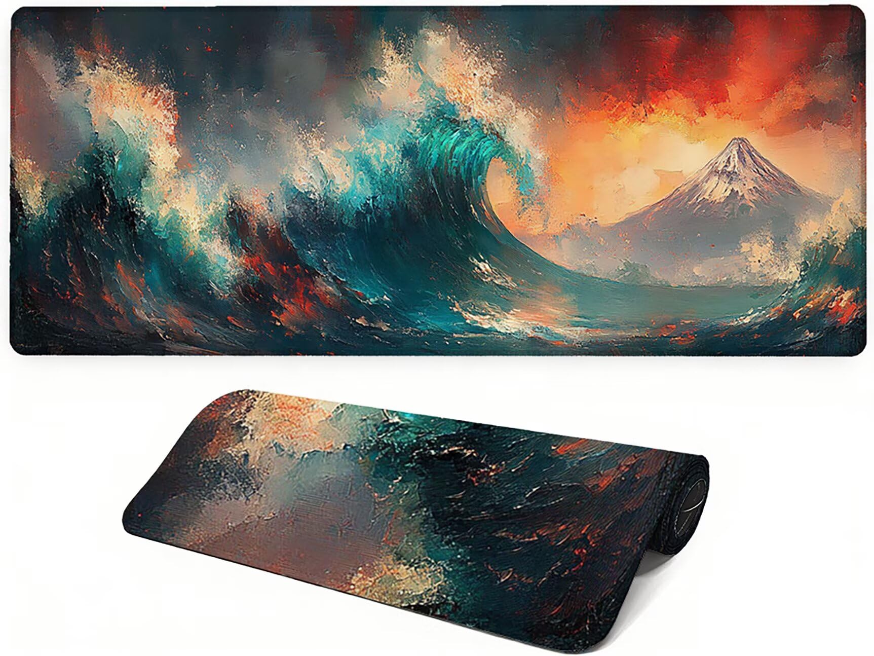 Lejnlnng Podkładka pod mysz do gier XXL, 160 x 80 cm, duża ocean, wodoodporna podkładka pod mysz XL, krajobraz, antypoślizgowa gumowa podkładka pod mysz z przeszytymi krawędziami do biura, do gier JL