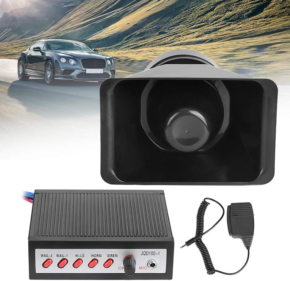 Amazon Elerose 12v大音量電子ホーン 5音大音量電子ホーン100w警告サイレンスピーカー安全ホーン12v カーアラーム 車 バイク