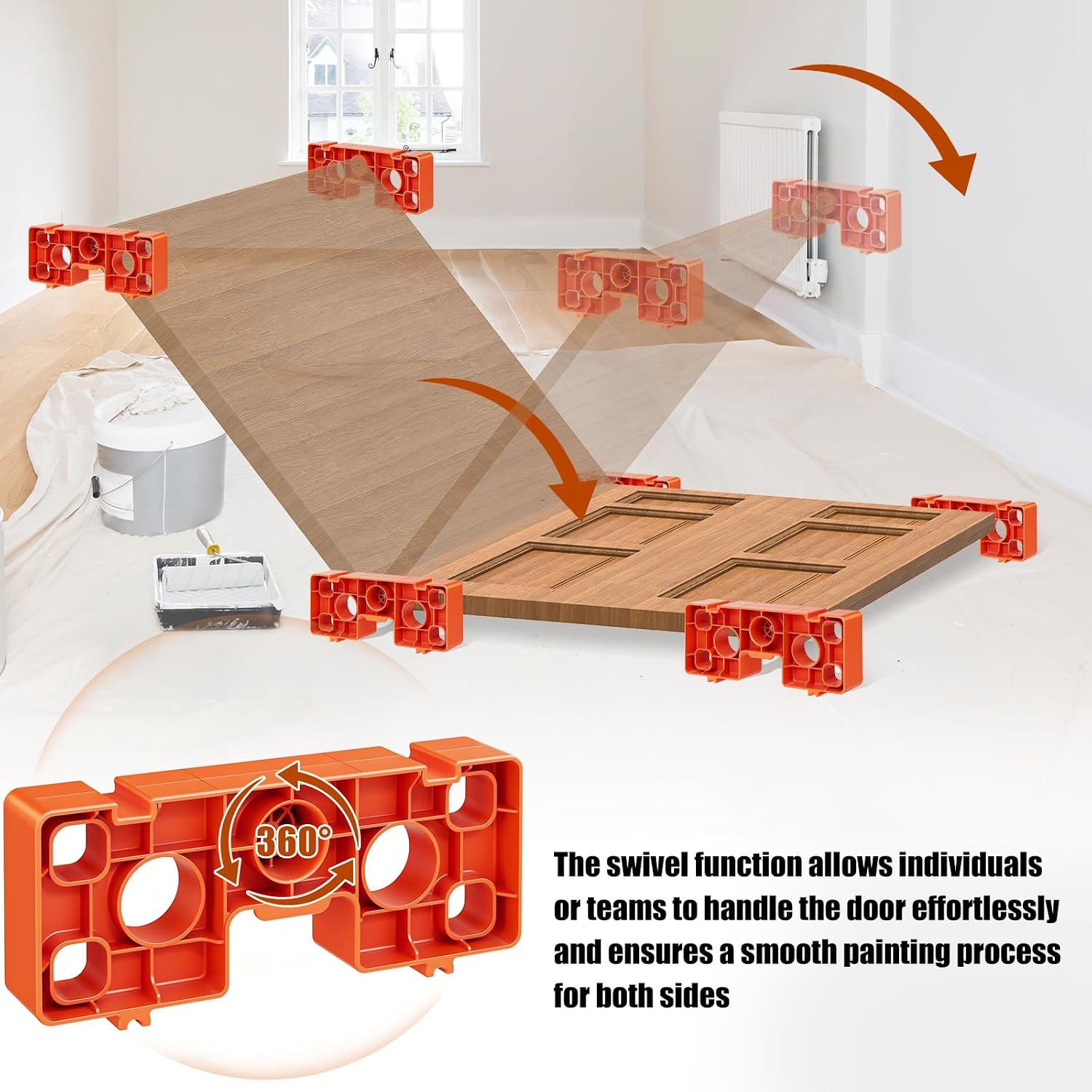 12-Pack Door Painting Stands, Stackable Paint Racks for Doors, Trim & Cabinet Doors, Elevate Panels for Painting & Drying, Space-Saving Design, Screws Included, Orange