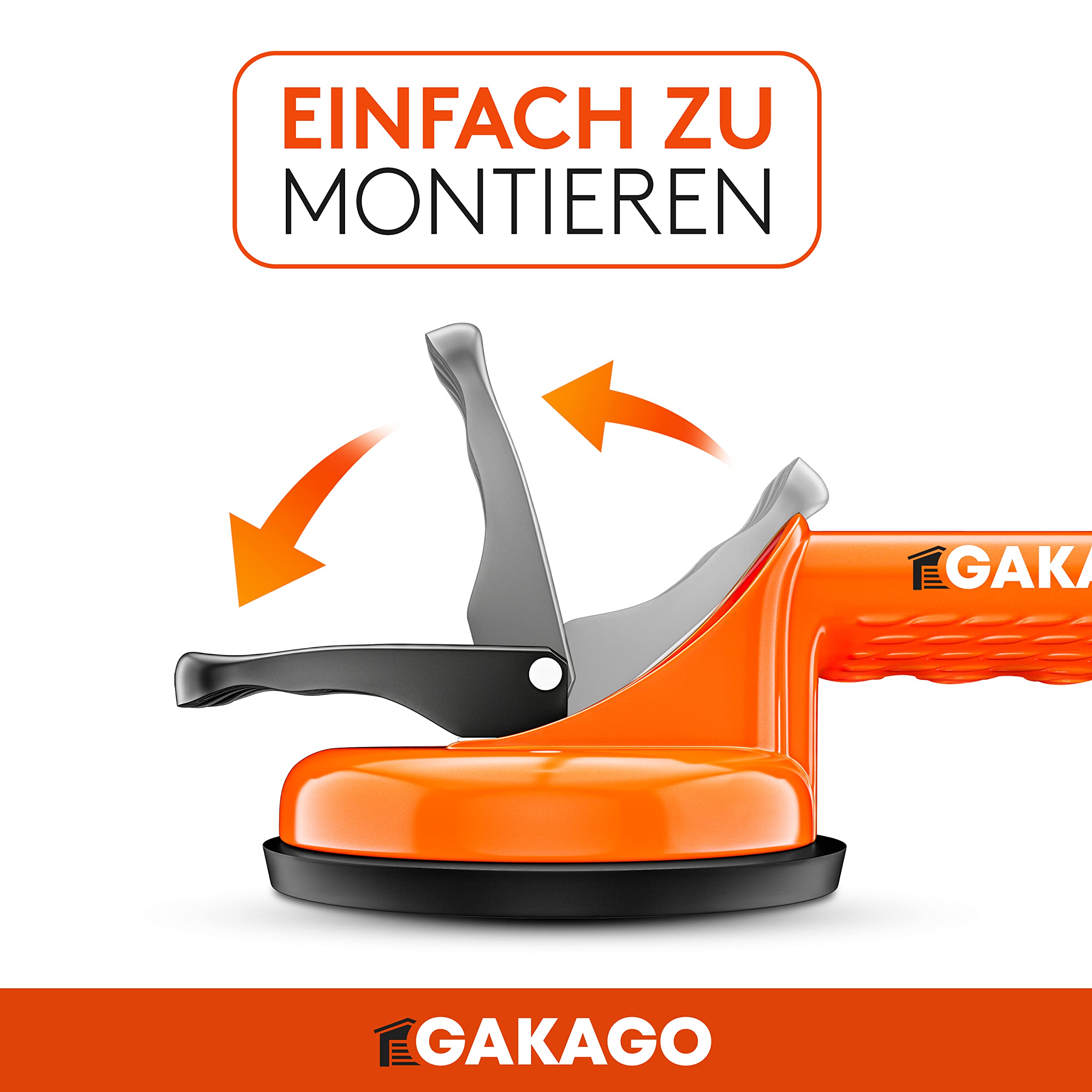 Gakago Saugheber (2er Pack) - Ergonomische & rutschfeste Sauggriffe - 120kg tragfähiger Vakuumheber für den Transport von Fliesen, Laminat, Scheiben und Glas als Glasheber, Glassauger, Glasträger