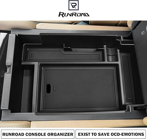 Miniatura 7 de RUNROAD Organizador de consola central mejorado compatible con Nissan Pathfinder accesorios 2022 2023 2024 2025, bandeja de consola de ABS, caja de