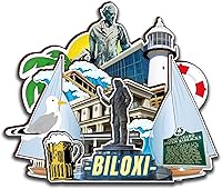 Vista 1 de Biloxi Mississippi USA - Imán de madera para nevera, 3D, monumentos de viaje, coleccionables, recuerdos, decoración hecha a mano, 2