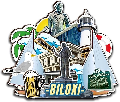 Biloxi Mississippi USA - Imán de madera para nevera, 3D, monumentos de viaje, coleccionables, recuerdos, decoración hecha a mano, 2