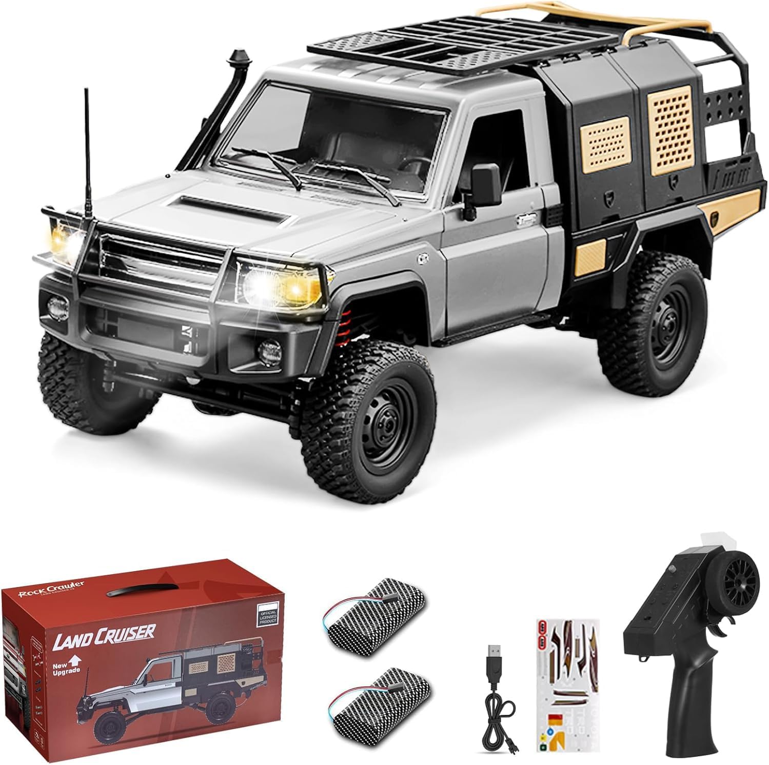1/12 Scale RC Crawler, MN-82S Remote Control Car, 2.4GHz 4WD Off Road Rock Crawler Vehicle with Lights, DIY Land Cruiser Pickup Truck Toy for Adults
