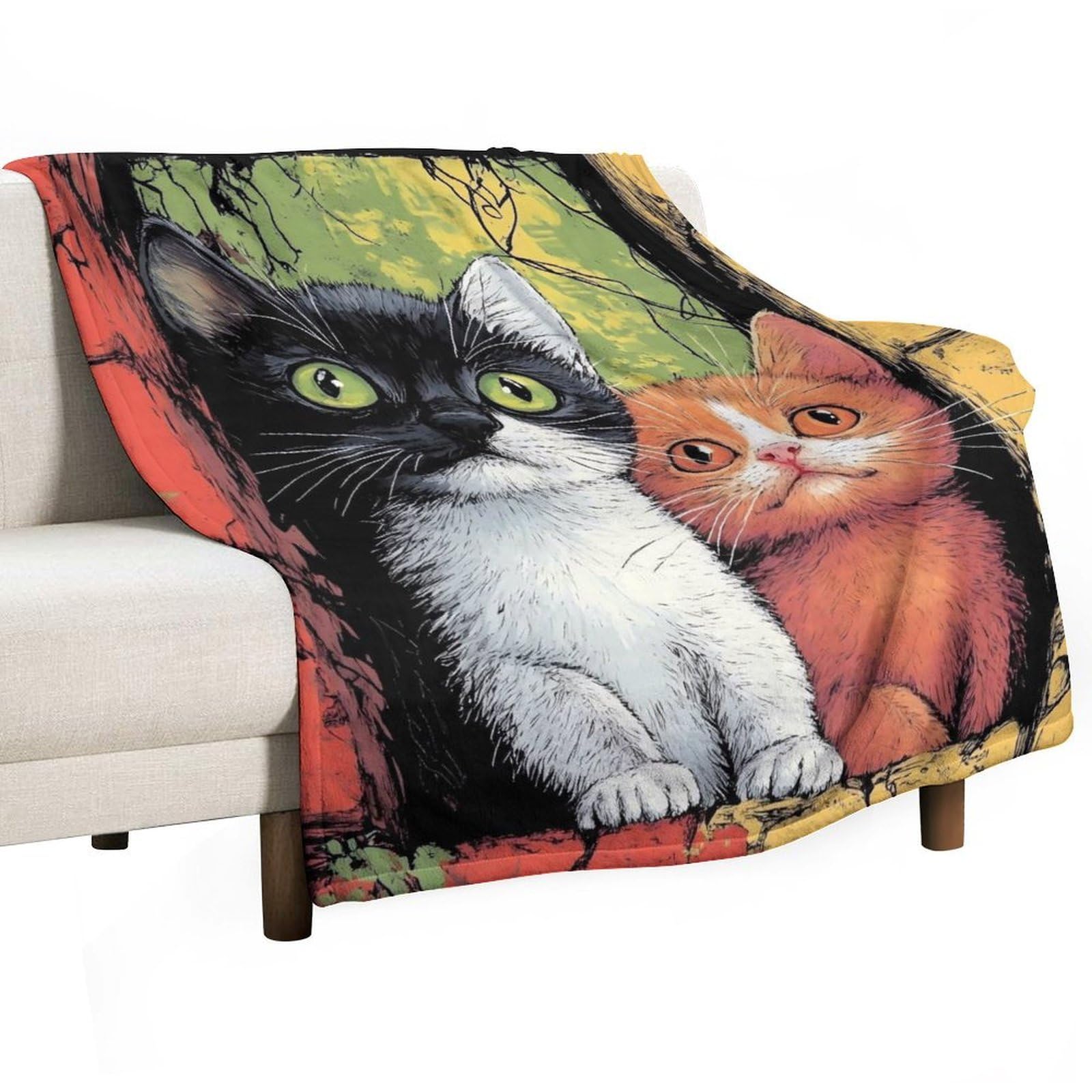 YHGSREUOH Funny Cat (4) Flannel Blankets Fleece Soft Throw Lightweight Plush Gifts for Couch, Bed, Cozy Sofa Plush, Chair, Lovers 138x175cm(55x70in)