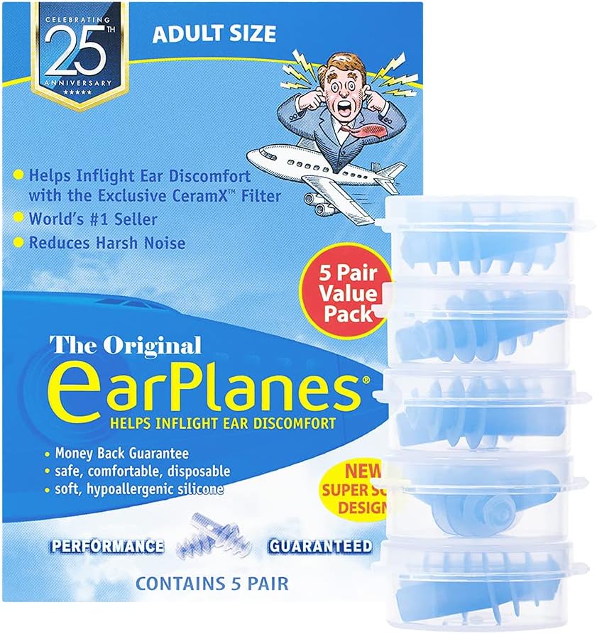 EarPlanes New Super Soft Adult Ear Plugs Airplane Travel Ear Protection 5 Pair