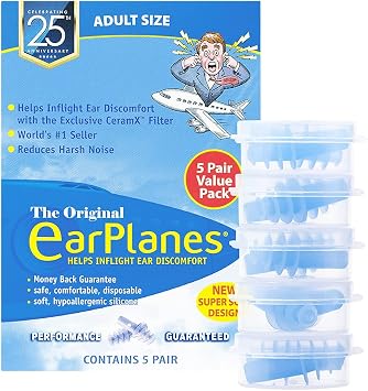 New Super Soft Adult EarPlanes Ear Plugs Airplane Travel Ear Protection 5 Pair