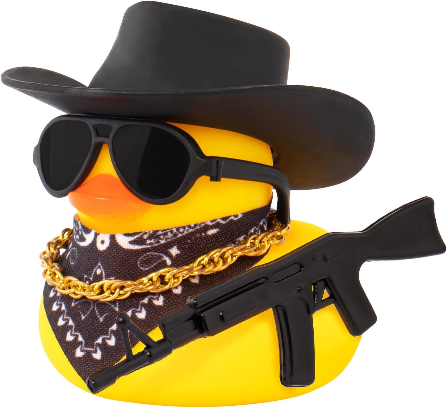 wonuu Black Cool Rubber Duck Car Ornaments Cool Car Accessories Duck Car Dashboard Decoration, AK47