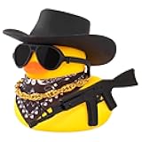 wonuu Black Cool Rubber Duck Car Ornaments Cool Car Accessories Duck Car Dashboard Decoration, AK47