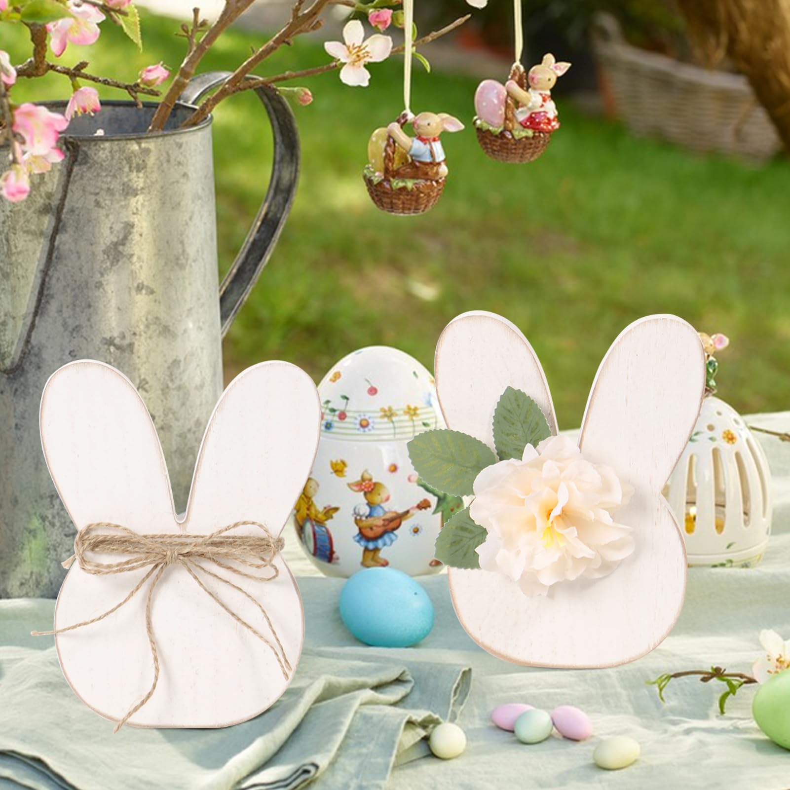 Osterdeko Holz Hase, Osterhasen Deko Holzdeko zum Hinstellen, Osterdeko Modern Holz Deko Hase, Osterdeko Tisch Aufsteller für Ostern, Frühlings Deko Holz Figuren Hase für Zuhause Büro Deko (3 PCS)