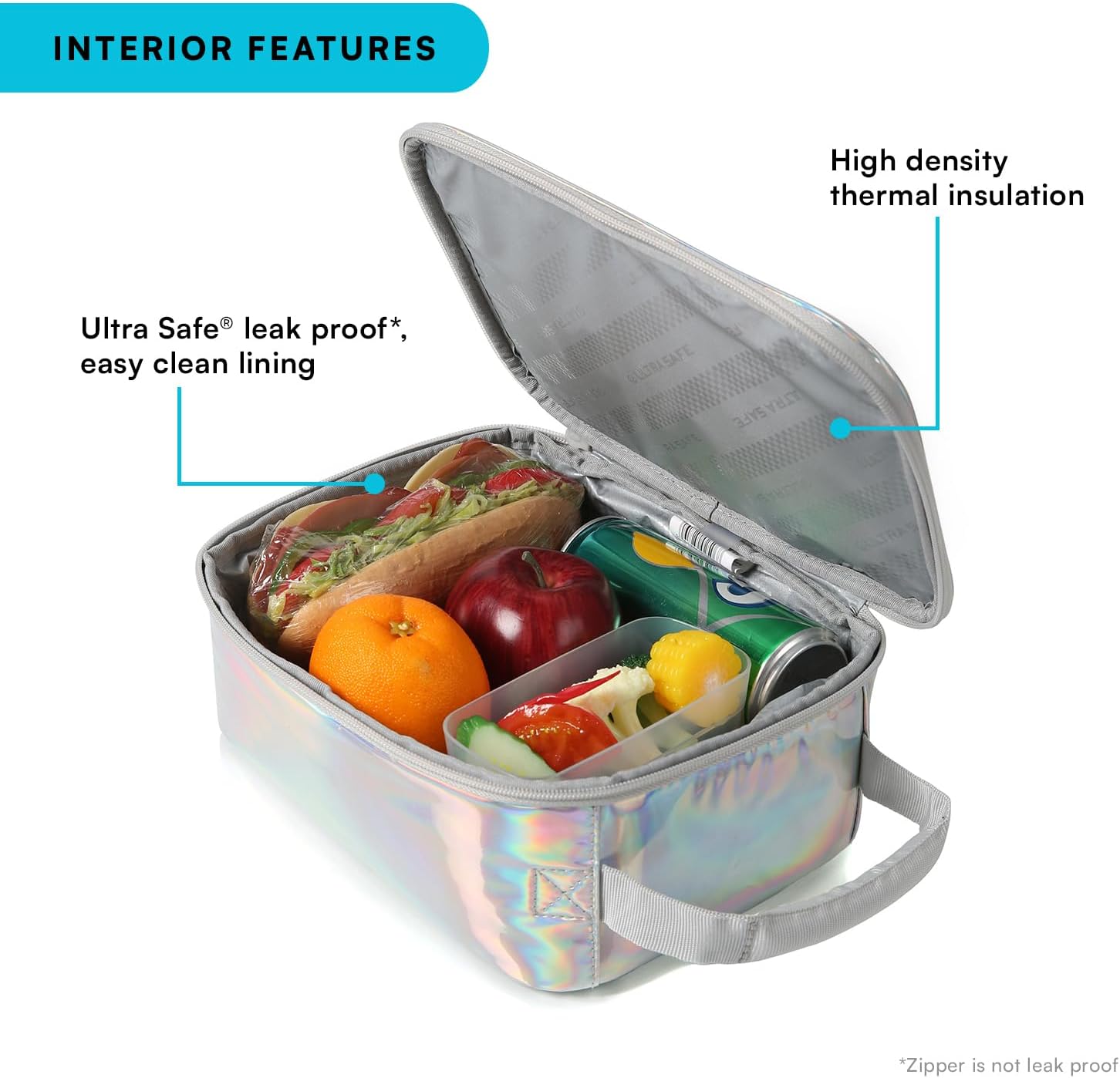 Arctic Zone Chrome Kids Lunch Box Combo for Kids with Gel Ice Pack and Sandwich Container, Insulated Bag for Travel Lunch, Cotton Candy