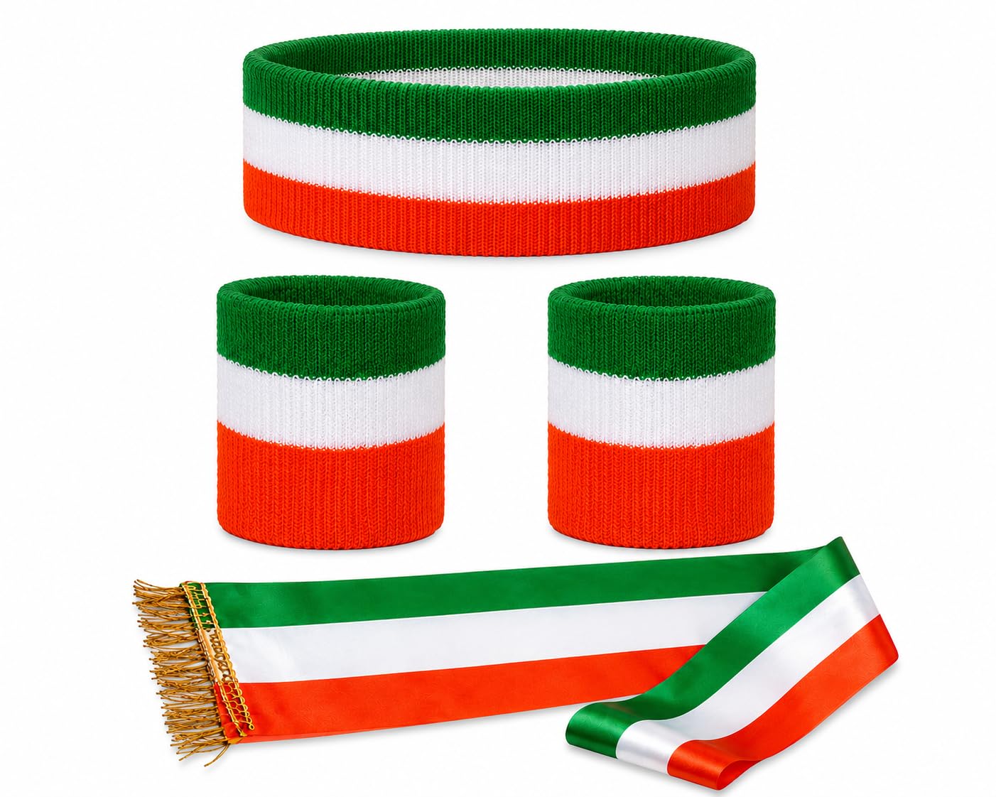 Tricolor Wristband and Headband Set | Green White Orange Patriotic Sports Sweatbands for Men, Women & Kids | India Flag Theme Wrist Bands for Sports, Gym, Running, Fitness & Independence Day-image-47