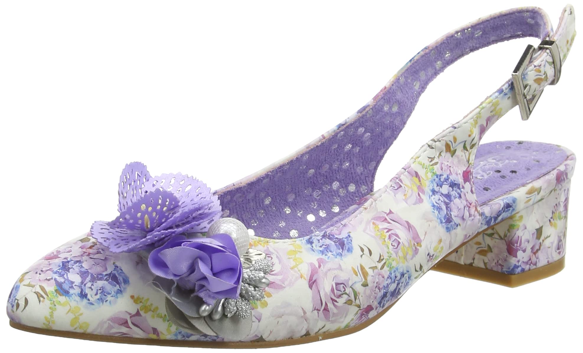 Women's English Floral Blossoms Slingback Shoes Mary Jane Flat