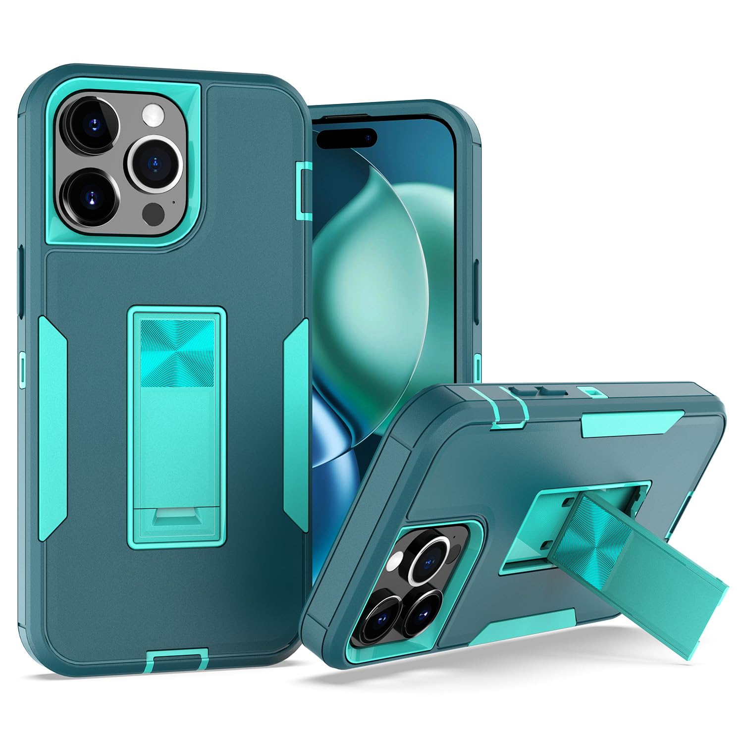 Coque Matte Armor iPhone 14 Pro Bleu Ciel antichoc avec béquille - 7