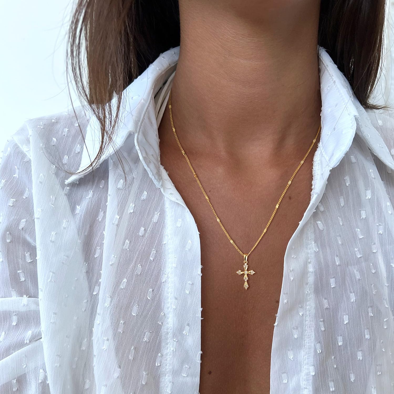Cross Necklace for Women Dainty 14K Real Silver Gold Plated Layered Cross Pendant Necklace Stack Simple Trendy Cute Charm Choker Necklaces Jewelry Gift for Women Teen Her - Image 6
