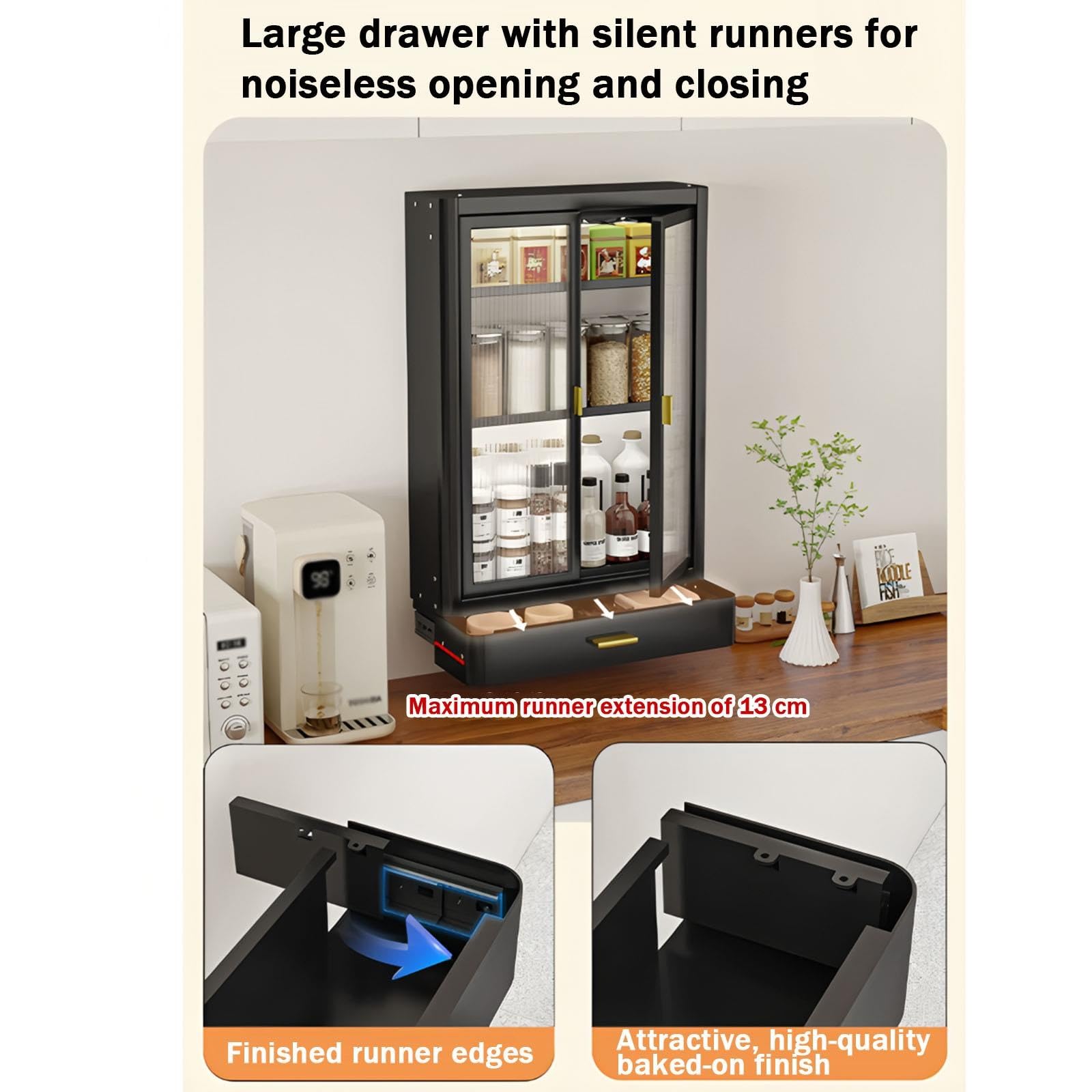 Zfmnoyev Armario De Cocina Metálico De Pared con Puertas De Acrílico