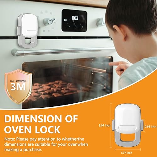 Miniatura 6 de Kit a prueba de bebés, cerradura de puerta para horno, producto de seguridad a prueba de niños para cocina, doble botón, resistente al calor, fácil