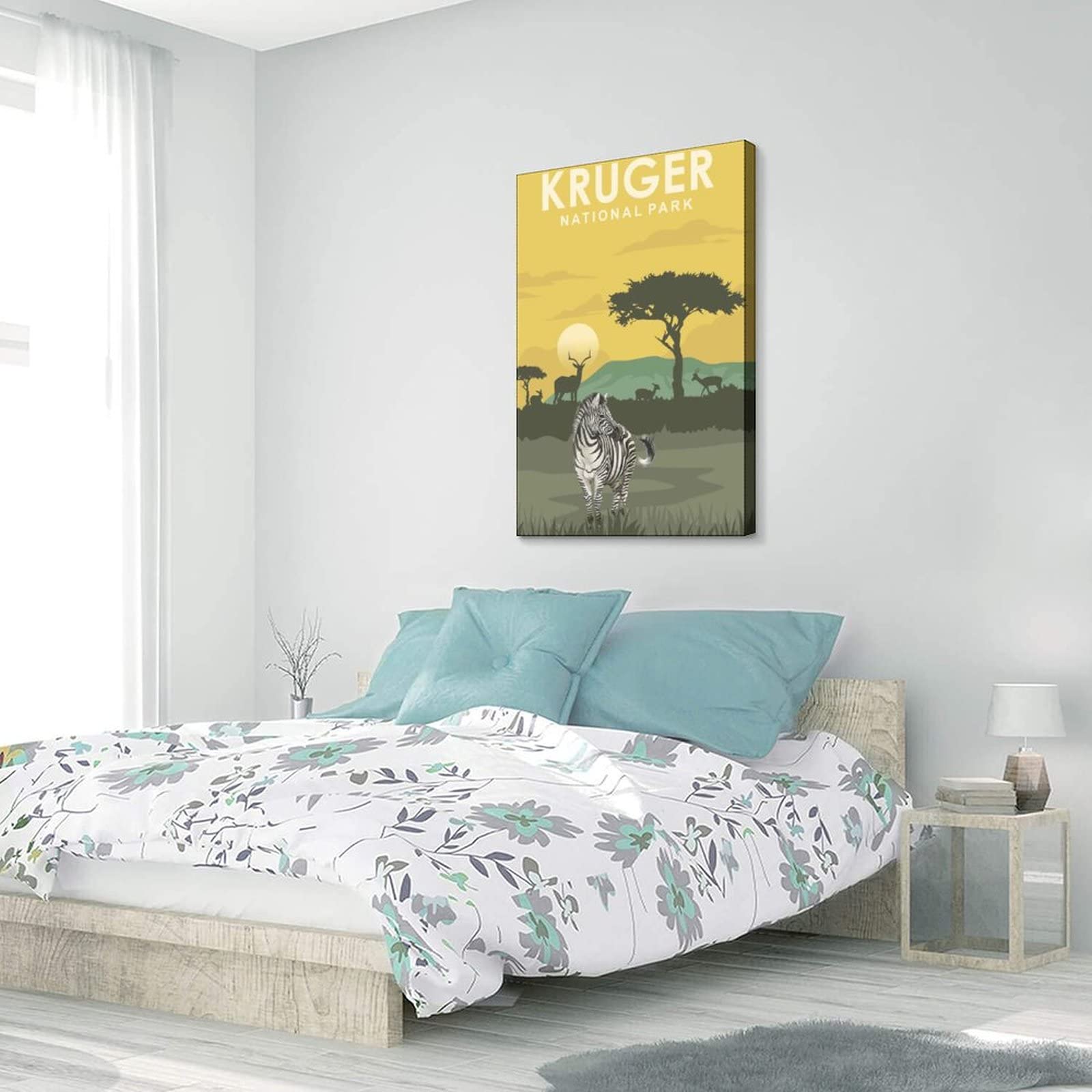 Póster de viaje del Parque Nacional Kruger de la vendimia de Sudáfrica Puesta de sol decorativo Carteles de la lona del dormitorio moderno Art Poster Pintura Carteles Decoración de la pared regalo
