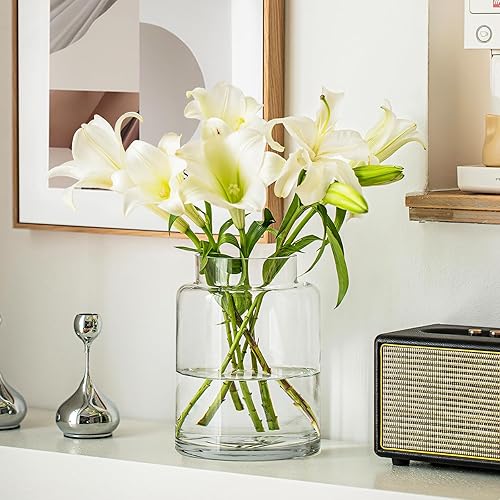 Miniatura 2 de Jarrones transparentes para centros de mesa, jarrón grande de vidrio de 9 pulgadas para ramo, anteojos, decoración del hogar, decoración moderna