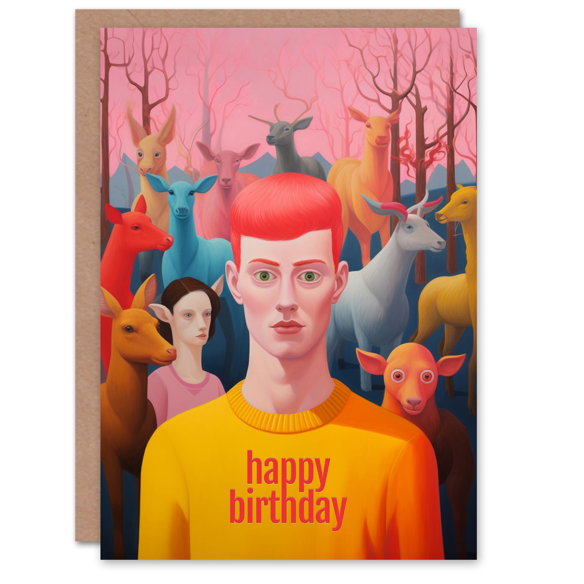 Artery8 Birthday Greeting Card Weird Ginger Dream Surreal Animals For Him Her