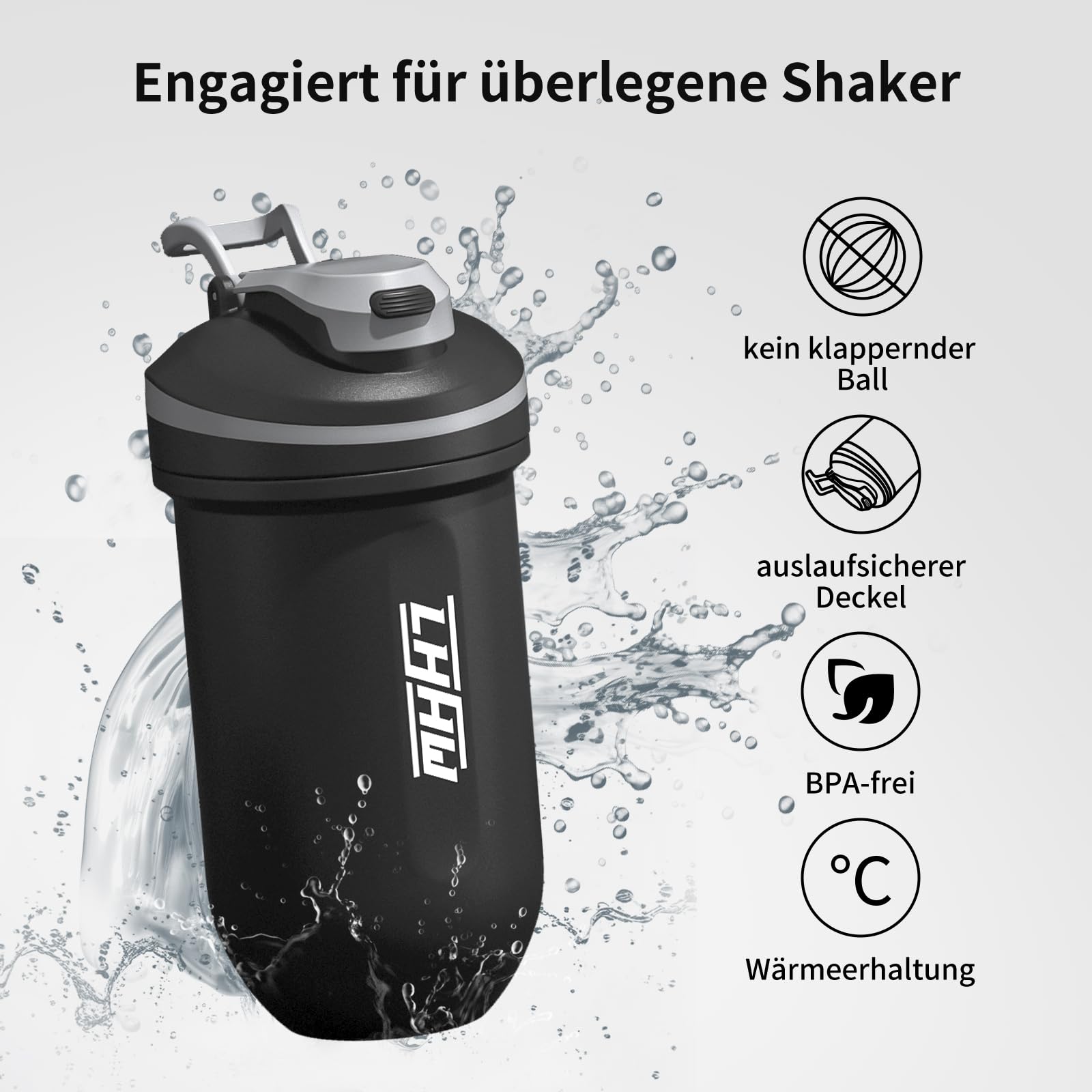 Shaker per proteine in acciaio Inox bottiglia con miscelatore