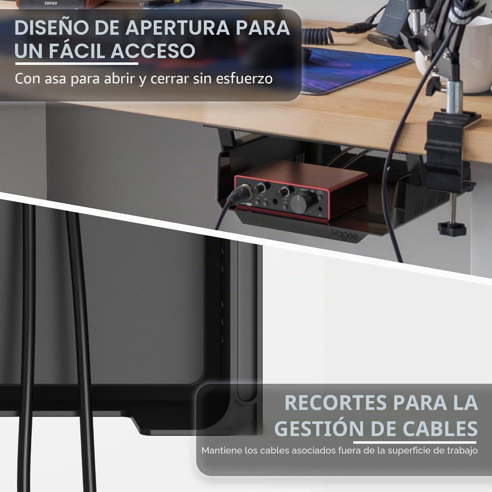 YaGee Estante Debajo del Escritorio, Paquete de 2, Almacenamiento Autoadhesivo para Dispositivos, Gran cajón Organizador de Escritorio para Estaciones de Trabajo, escritorios de pie, Estaciones de