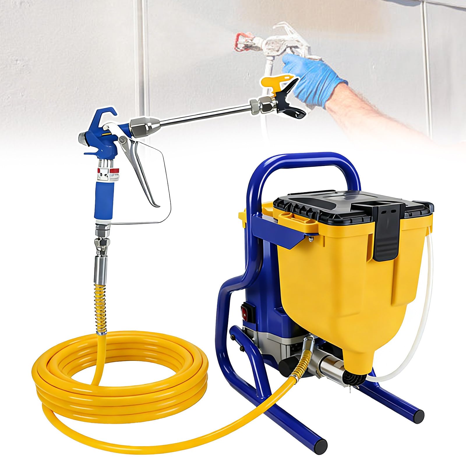 Pistola de Pintura sin Aire, pulverizador eléctrico de Alta Potencia 850W 2000PSI para Pintura de Casas, 2,1 L/min, Ideal para Paredes Interiores/Exteriores, Vallas, Muebles y armarios