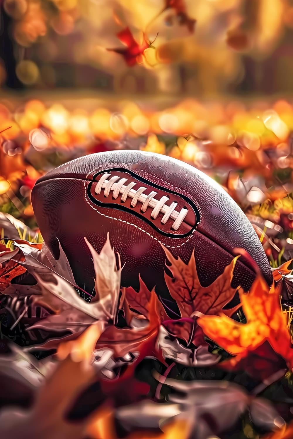 NSUAJOF 5D Rugby on The Leaf Pile Diamond Art Painting Kit, Ball Full Diamond Art Kits for Adults Embroidery Cross Stitch Arts Craft Supply Canvas Wall Decor 20x30 inch