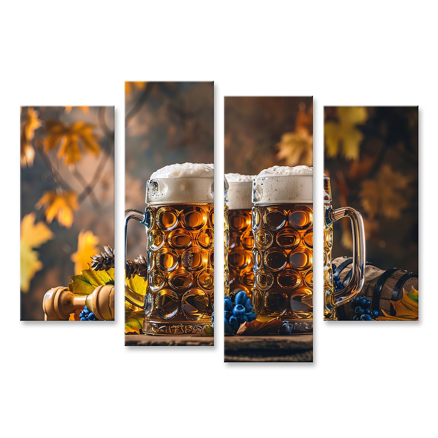 Tableau bière allemande mousseuse grand chope verre déco