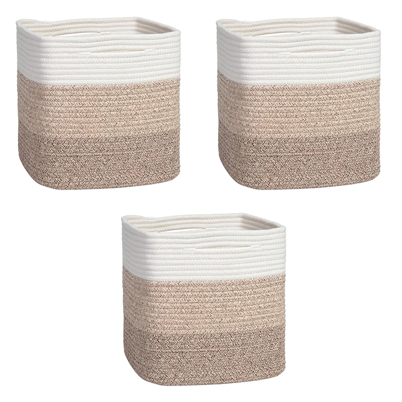 Qusinfc Of 3 Natural Fiber Baskets Ideal Use for Wardrobe Shelves and Closet Organization Nursery Storage Basket