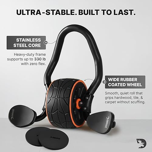 Miniatura 5 de DMoose Fitness Rueda de rodillo abdominal con soporte para el codo y 2 rodilleras, entrenador de ejercicio abdominal para entrenamiento de fuerza