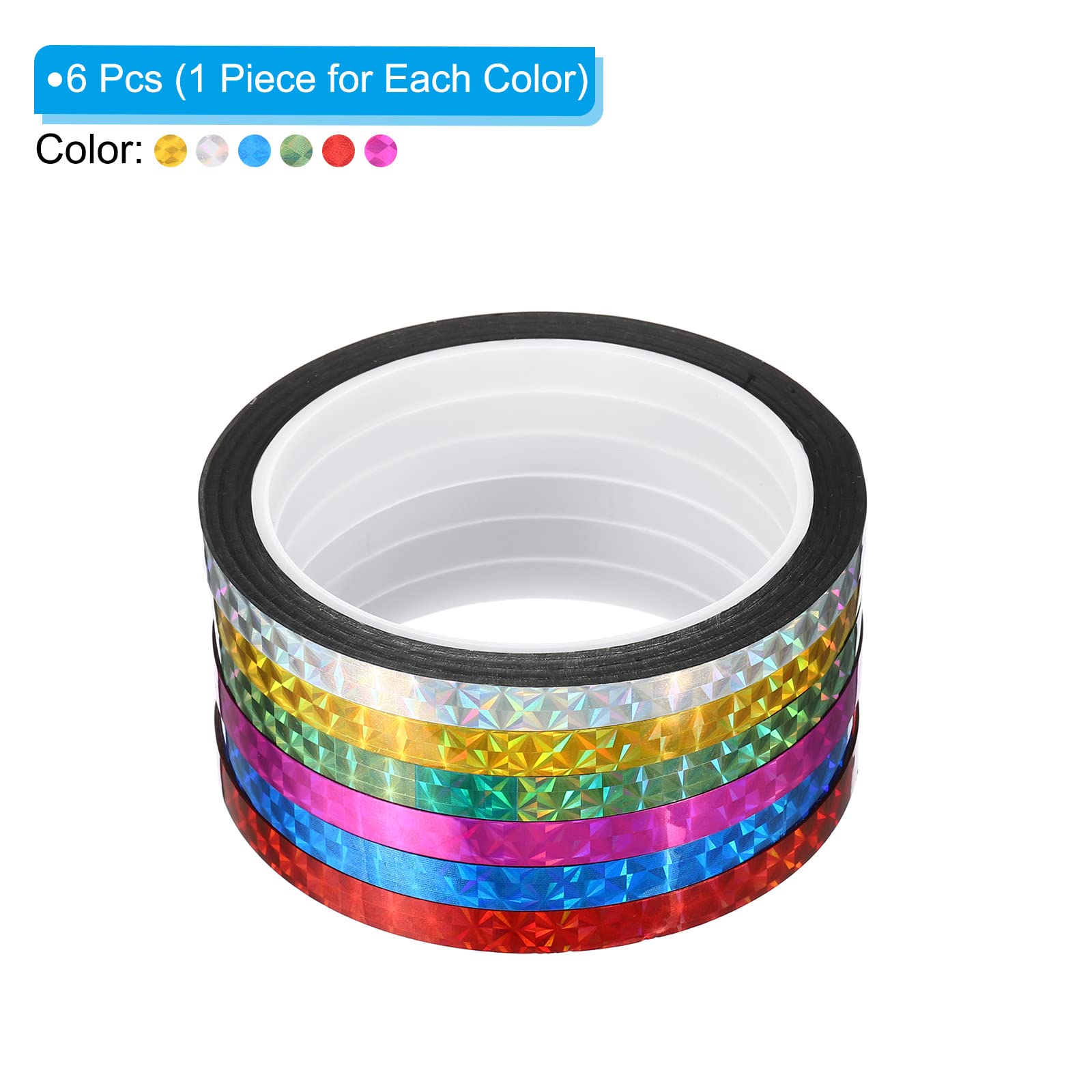 PATIKIL Prism Lot De 2 Rubans Adhésifs Réfléchissants Holographiques Métallisés Pour Loisirs Créatifs, Emballage, Décoration Murale, 3,1 Cm X 40,7 M, Vert