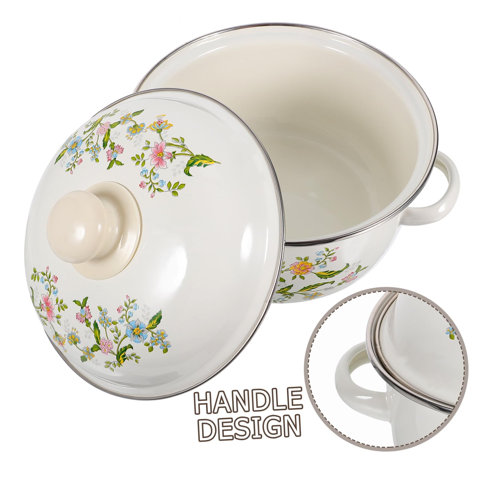 Toyvian 3 Stück Teiliges Emaille Mini suppentopf set mit Griffen Vintage Kochgeschirr für Ceranfeld für Instant nudeln Suppen und Babynahrung Emaillierter Kochtopf mit Flachem Boden