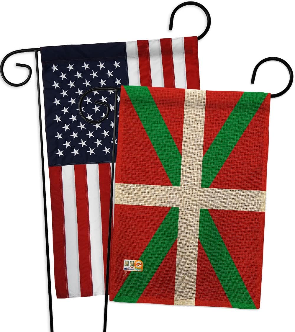 Basque Country Burlap Garden Flags Pack Regional Nationality Nation International World Particular Area USA Vintage Applique Small Decorative Gift Yard House Banner Double-Sided Made In 13 X 18.5