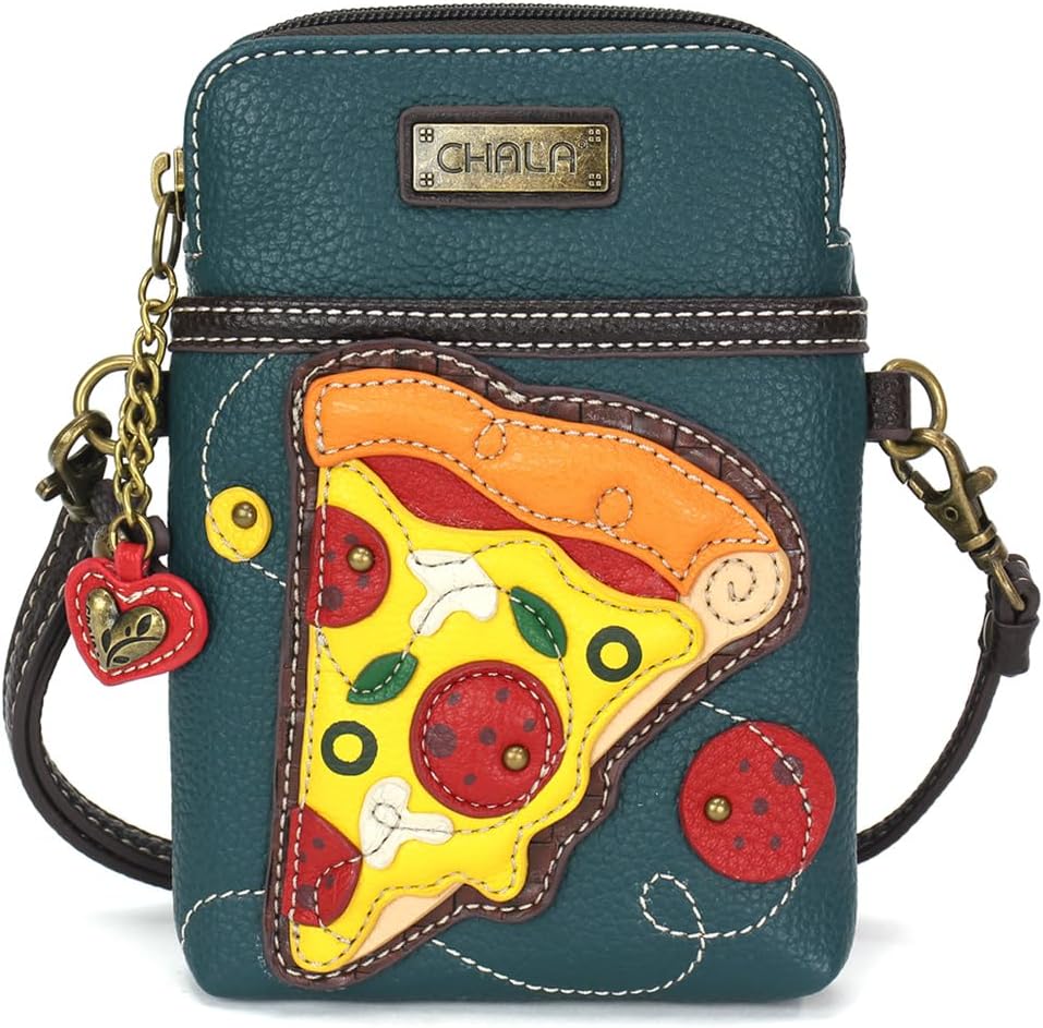 CHALA Foodie Collection Cell Phone Crossbody Purse-Women PU Leather/Canvas Multicolor Handbag with Adjustable Strap