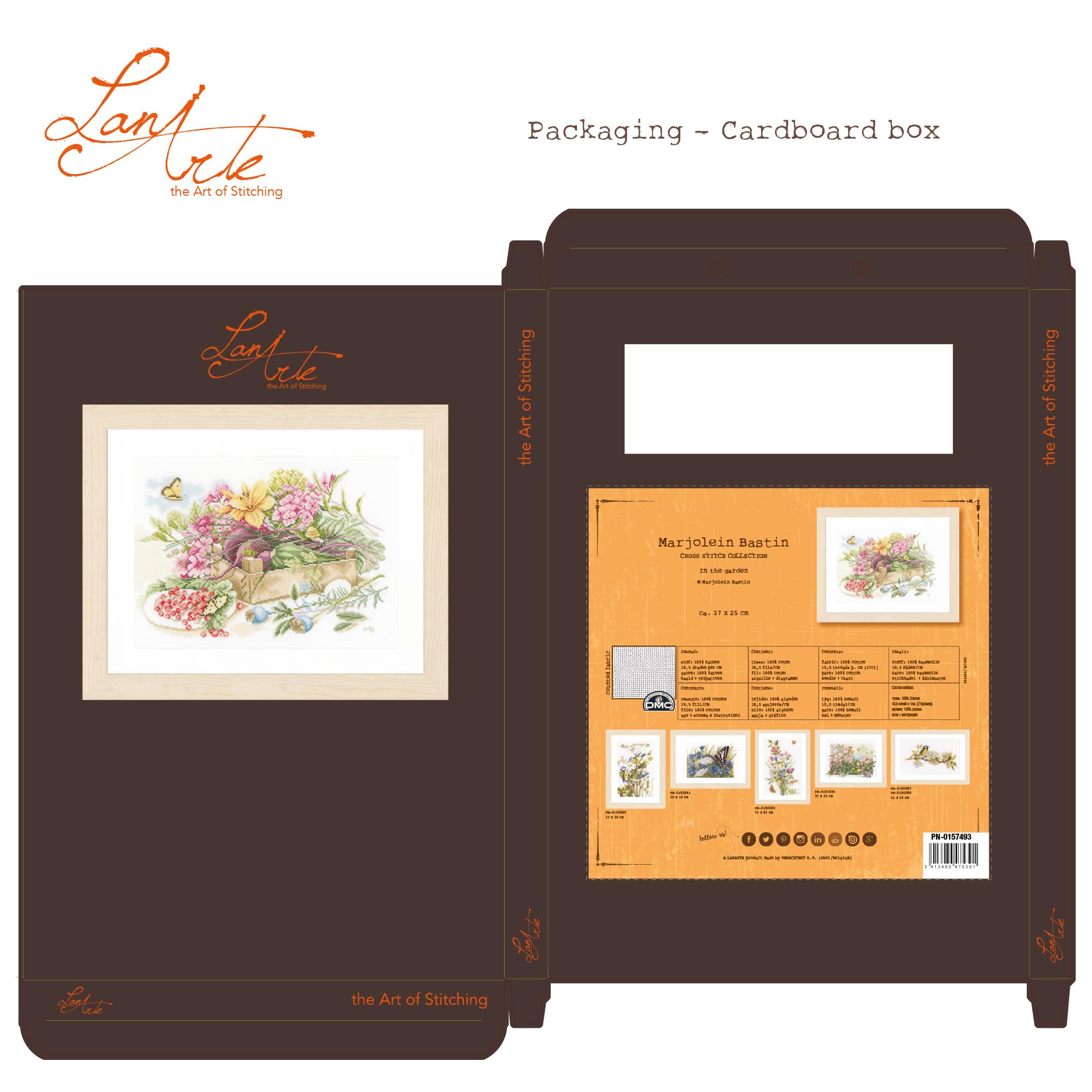Lanarte Kreuzstich Stickpackungen Gezählter Kreuzstichbilder Set IN THE GARDEN Wanddekoration Handarbeit Set für Erwachsene 37 x 25 cm DIY Deko Bastelset Handwerker Kreative Geschenkset