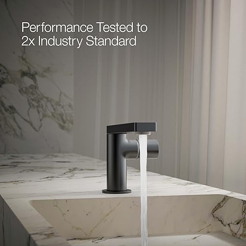 Miniatura 6 de KOHLER Composed K-73050-7-CP - Grifo de fregadero de baño de un solo agujero con montaje de drenaje de metal en cromo pulido