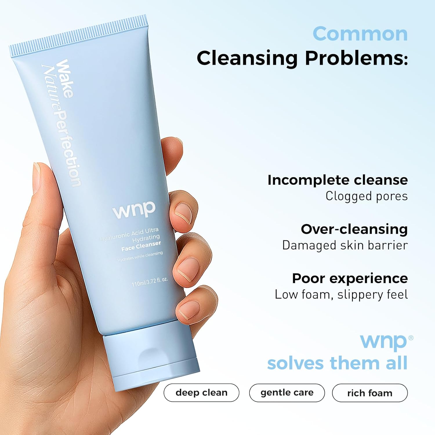 WNP Centella & 4D Hyaluronic Acid Ultra-Hydrating Gentle Face Cleanser with 50% Amino Acid, Ceramide & Centella Asiatica. Gentle Daily Facial Wash for Dry & Sensitive Skin. Vegan SkinCare - Image 4