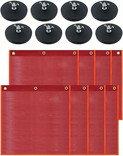 FYWZ Magnetic Safety Flag for Truck, Magnetic Red Flags for Towing Equipment PVC 18’’x18’’ Safety Warning Flags Mesh Safety Flag Warning Sign with Grommet For Truck Pedestrian Crossings Trailer Hauling-8 Set