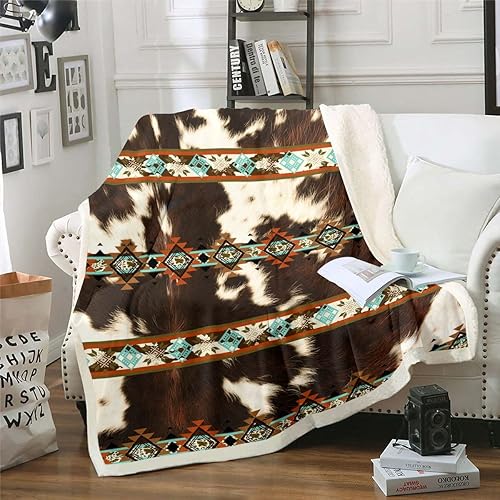 Miniatura 8 de Manta azteca con estampado de caballos tribales africanos, manta de forro polar de animales de granja, manta de atrapasueños de tribu étnica, 90 x