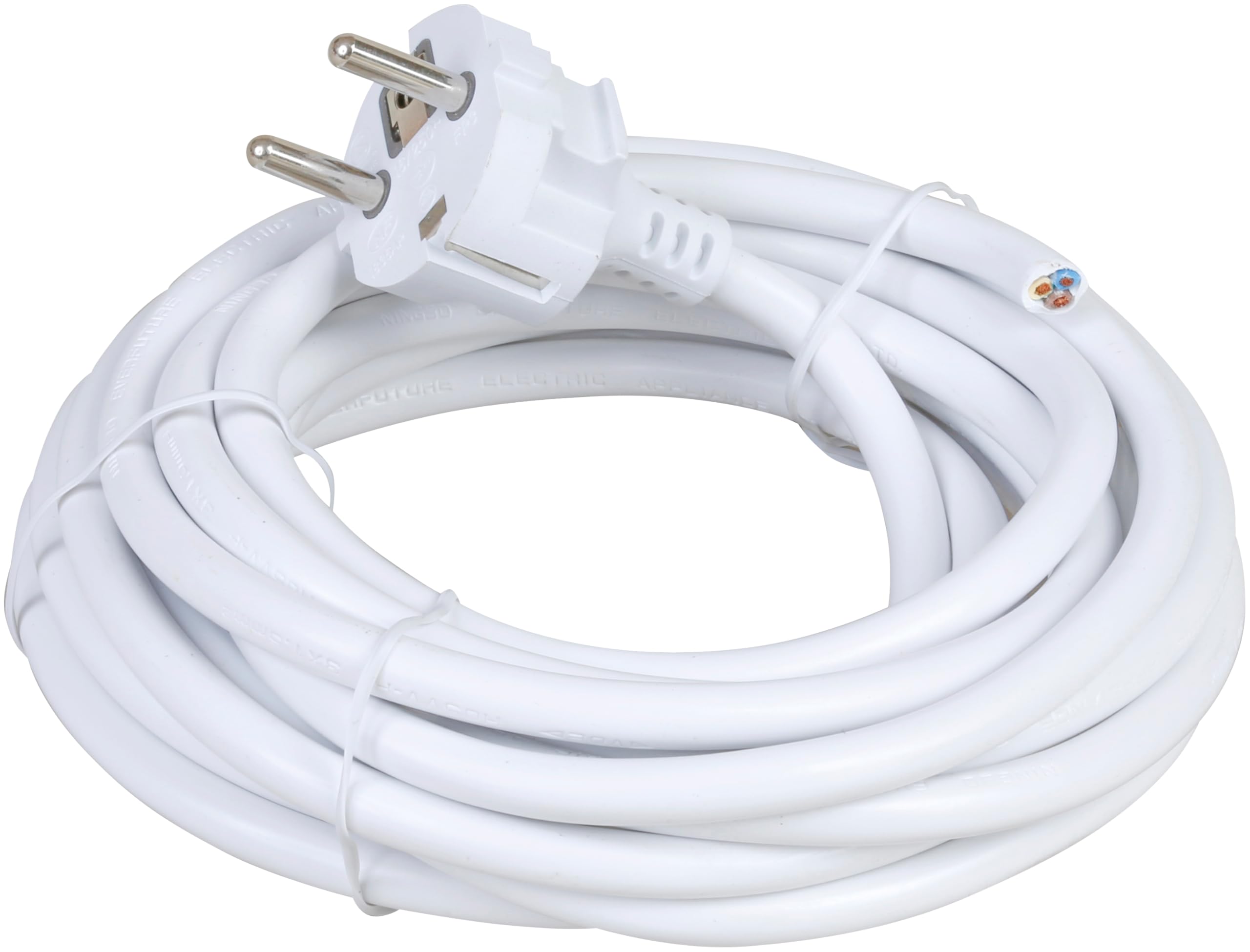 EUR'OHM Cordon électrique à fiche Male 3x1.5² 3m - Blanc - Câble Gaine et connectique