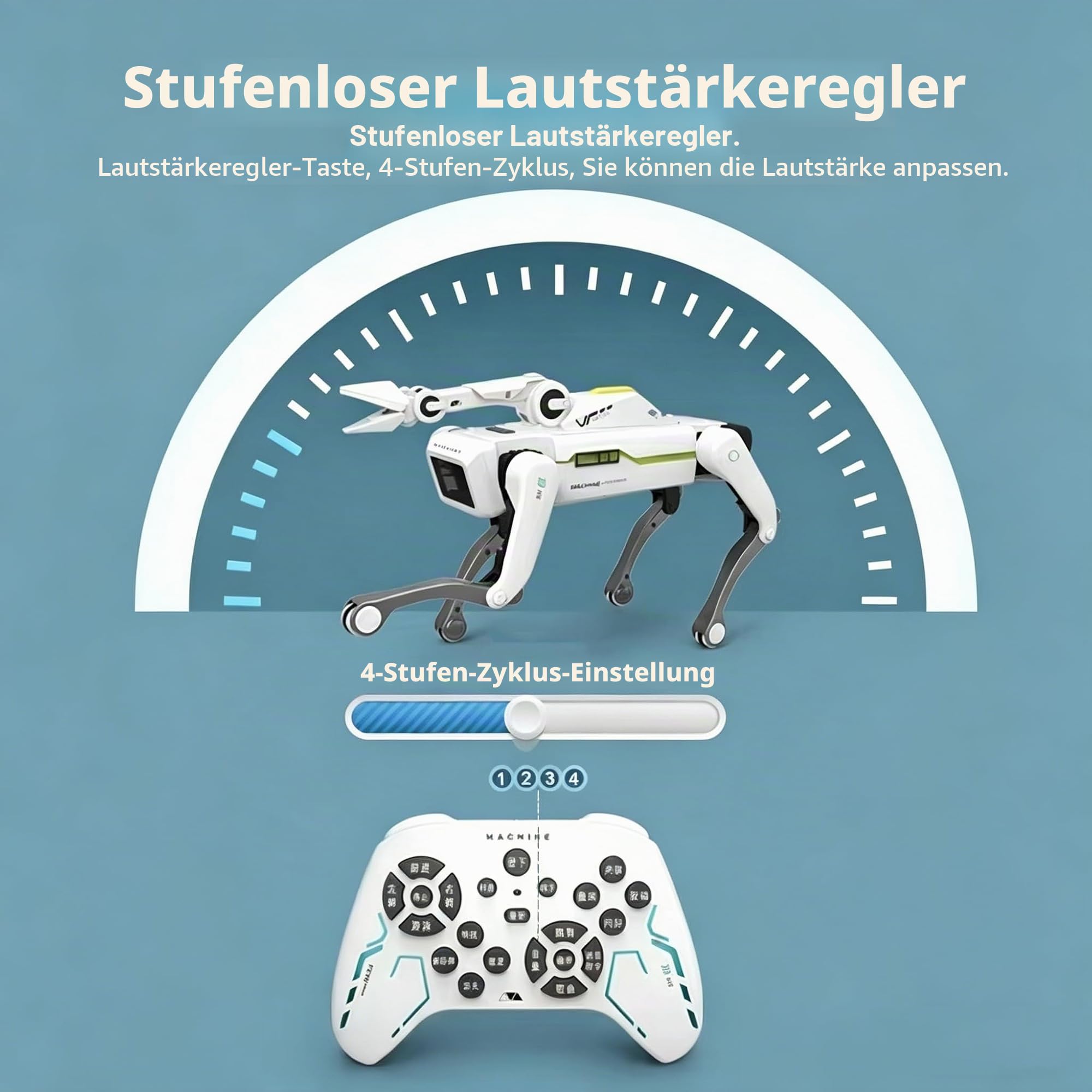 X-Verse 8008 RC Roboter Hund, Sprach und Interagieren mit Langarm Clip, Programmierbarer Tanz Musik Roboterhund, Geschenke für Geburtstage und Weihnachten
