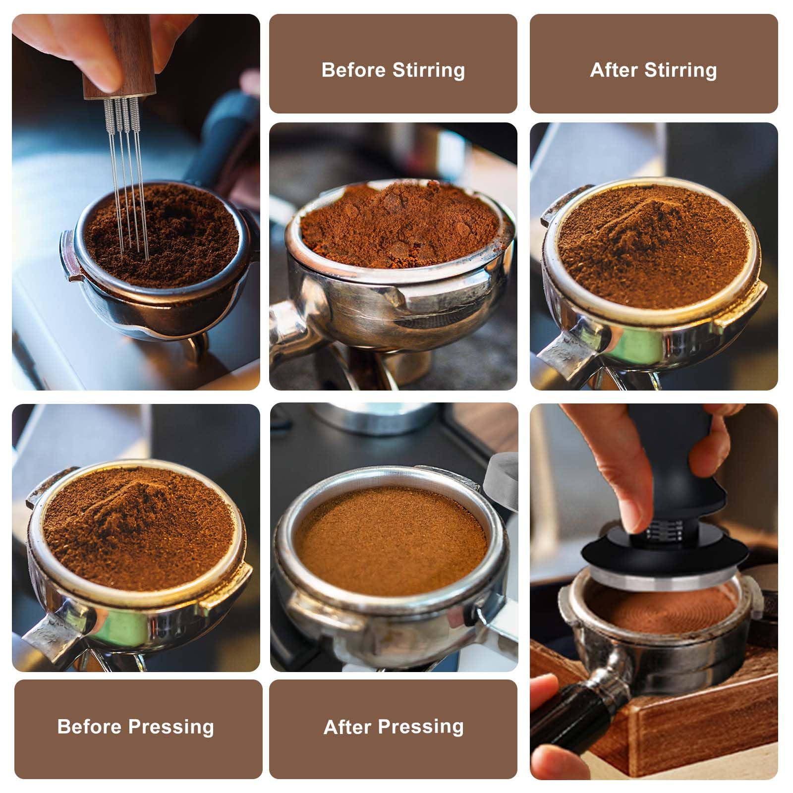 Zestaw Espresso 51 mm 3 w 1, tamper 51 mm z drewnianym uchwytem | Kompletny zestaw: Tamper 51mm, WDT, silikonowa mata do domowej kawy