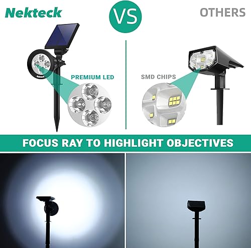 Miniatura 5 de Luces solares Nekteck, luces solares 2 en 1 para exteriores, focos solares impermeables para el paisaje, con detección de brillo y oscuridad, con