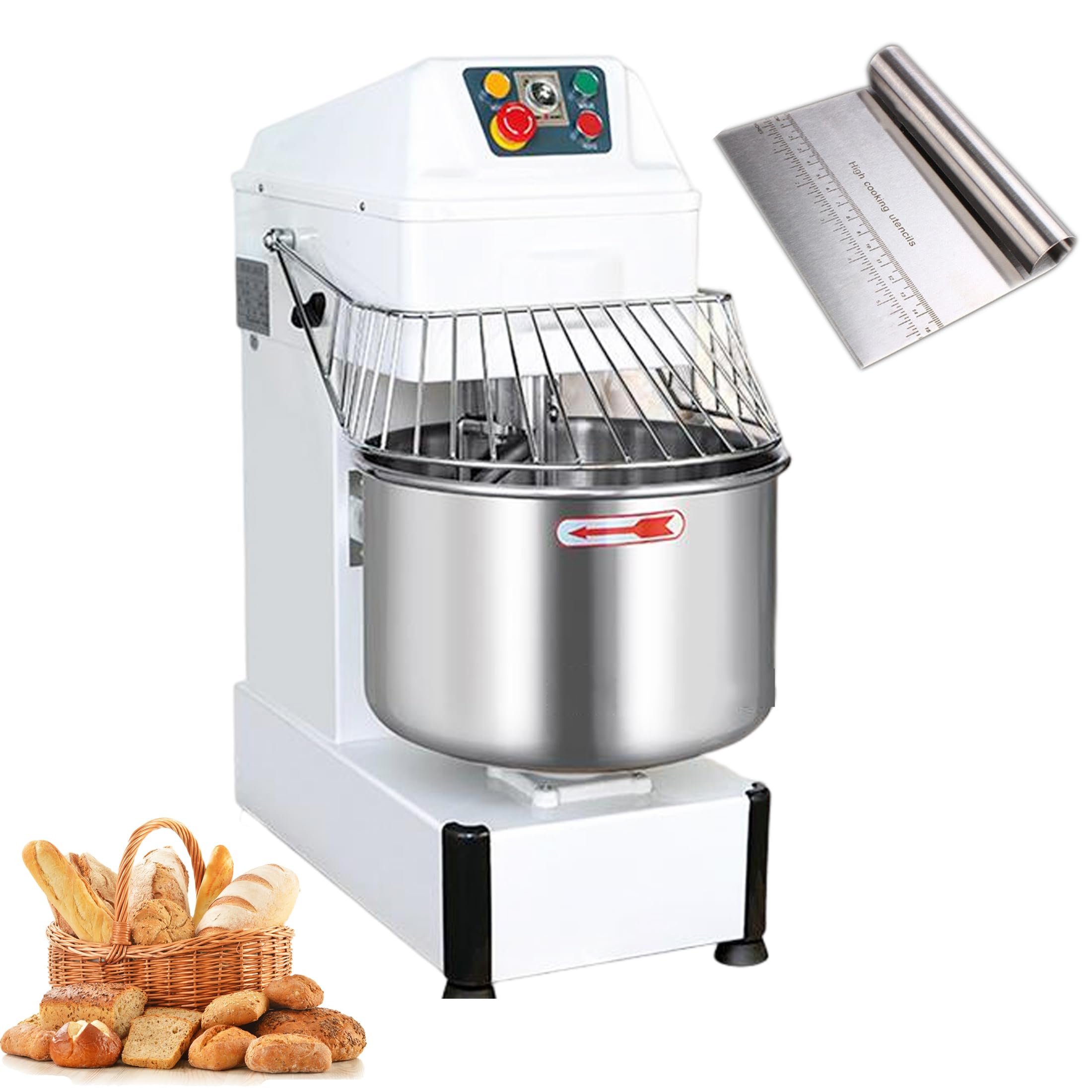 INTSUPERMAI 22QT Commercial Food Mixer Dough Kneading Machine Double Action Dough Speed Food Dough Mixer with Stainless Steel Scraper Baking Equipment 110V