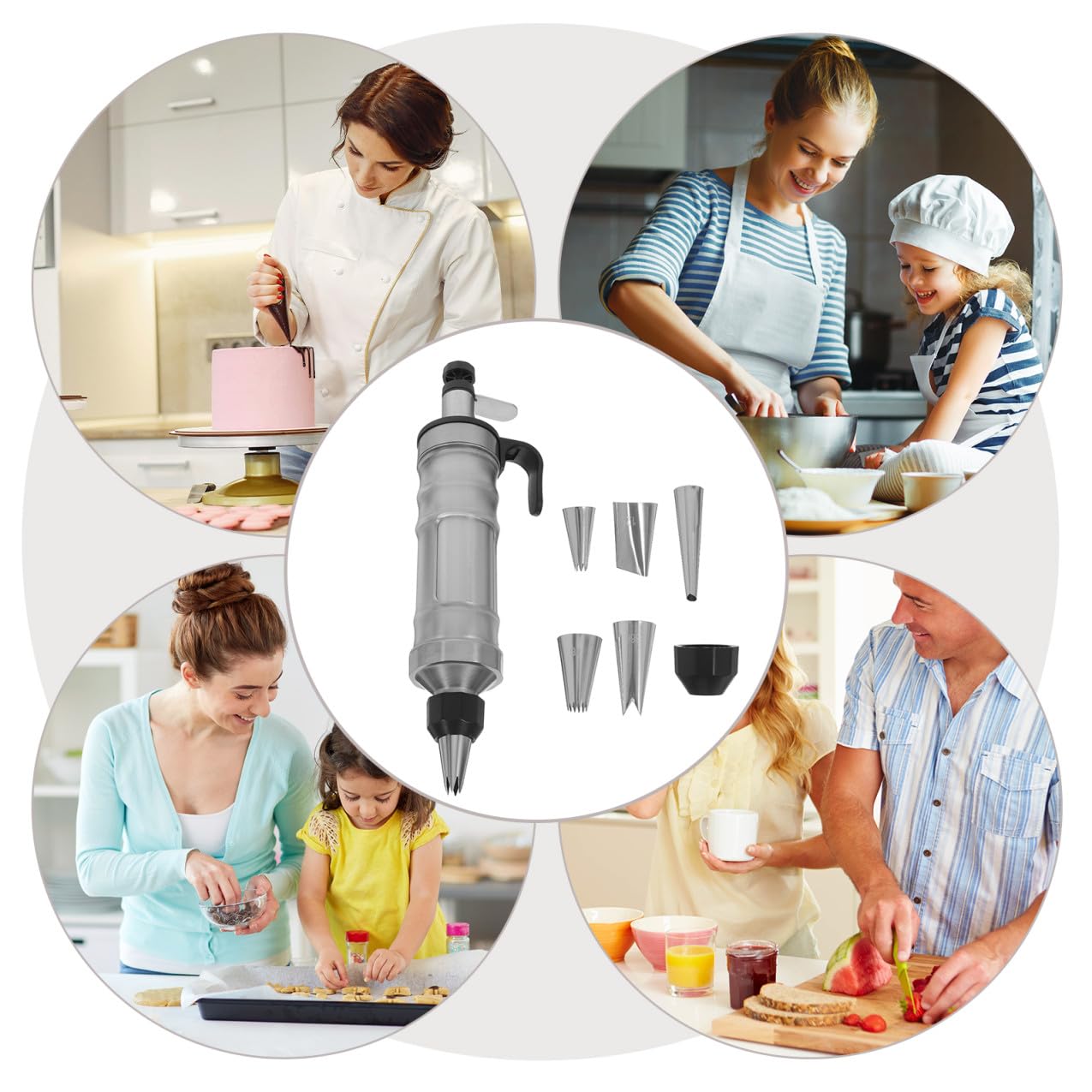 Edelstahl Garnierspritze Backzubehör Torten Dekorieren Tortendekoration Profi Gebäckpresse mit Großer Kapazität und Vielseitigen Spritztüllen für Cupcakes Kekse und Desserts
