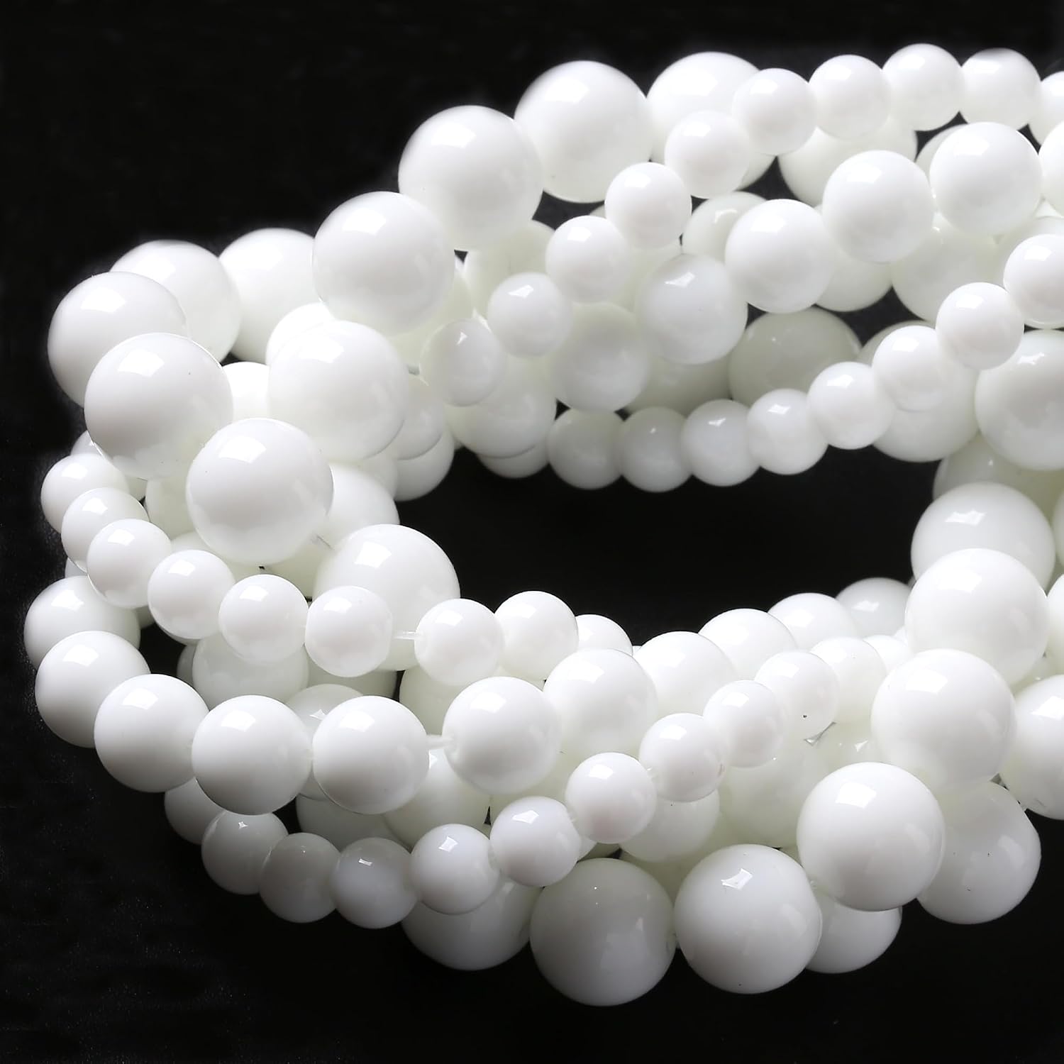 12MM Porcelain Texture White Glass Round Loose Beads Natural Gem Beads Crystal Energy Stone Beads for Jewelry Making DIY Bracelet Necklace image 5